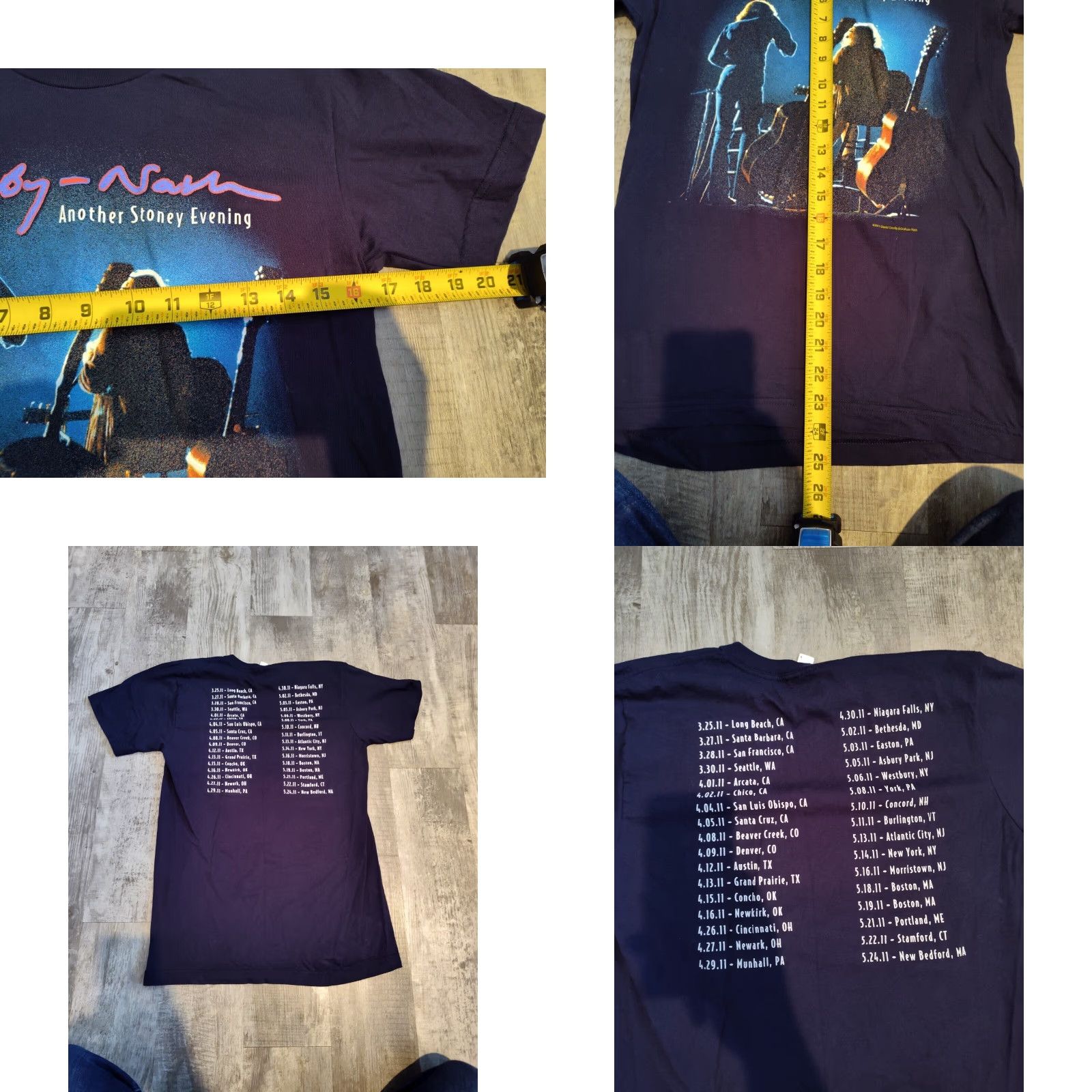 American Apparel VINTAGE Crosby-Nash Band Tour T-Shirt Official 2011 Dark Blue Short Sleeve Mens S Small VGUC Size US S / EU 44-46 / 1 - 8 Thumbnail