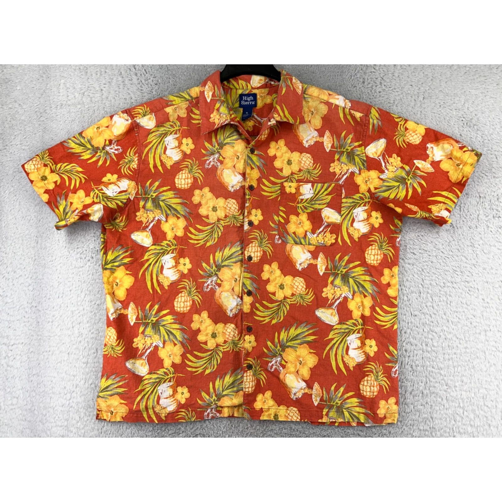 High Sierra High Sierra Shirt Mens Extra Large Red Yellow Floral Cocktail Pineapple Linen Size US XL / EU 56 / 4 - 2 Thumbnail