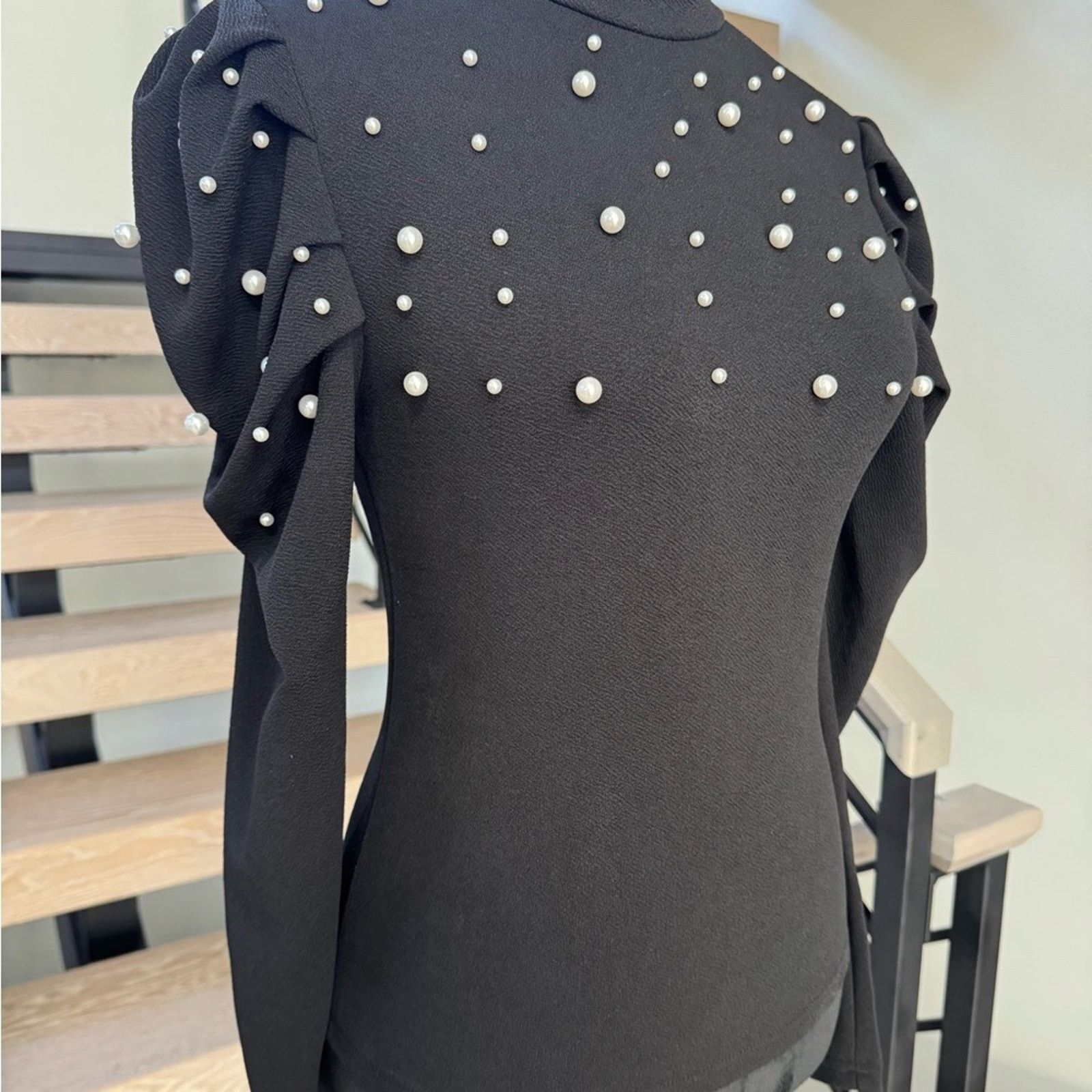 Other New Elegant Black Sweater with Pearl Details size S Size S / US 4 / IT 40 - 7 Thumbnail