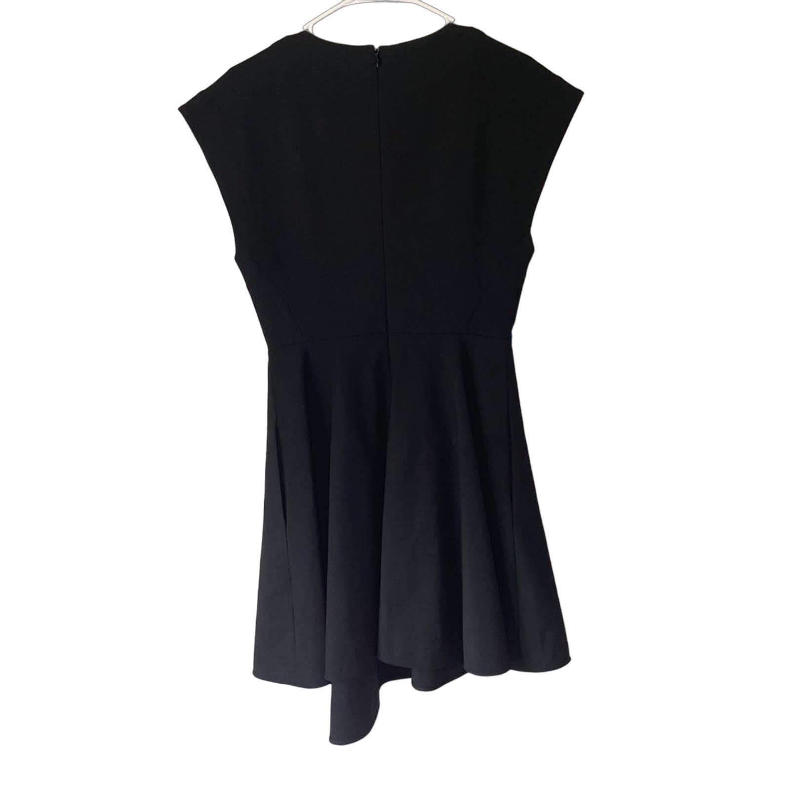 Tibi Tibi Black Dress 6 Womens Cap Sleeve Midi Career Pleat Size M / US 6-8 / IT 42-44 - 3 Thumbnail