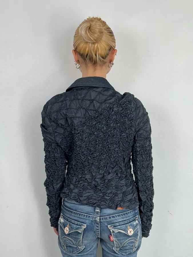 Kenzo Kenzo Navy Deconstructed Pleats Abstract Denim Jacket Size S / US 4 / IT 40 - 3 Thumbnail
