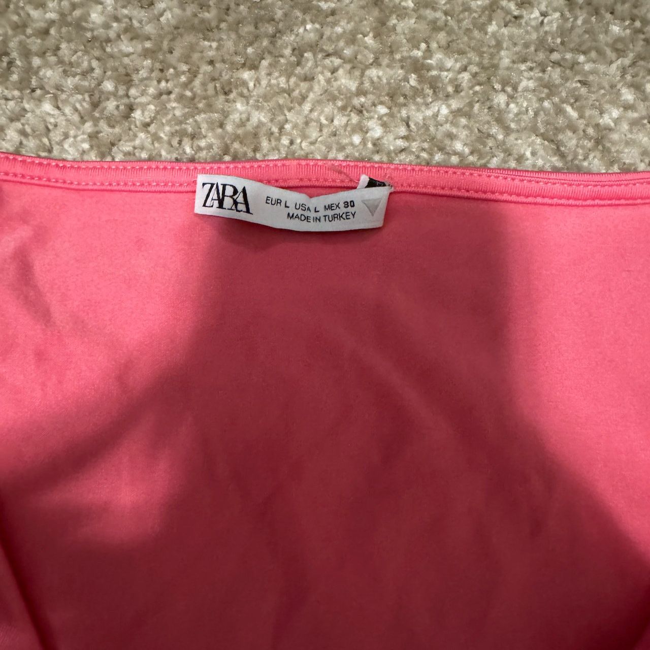 Zara Zara Ruched Pink Long Sleeve Bodysuit Size L / US 10 / IT 46 - 3 Thumbnail