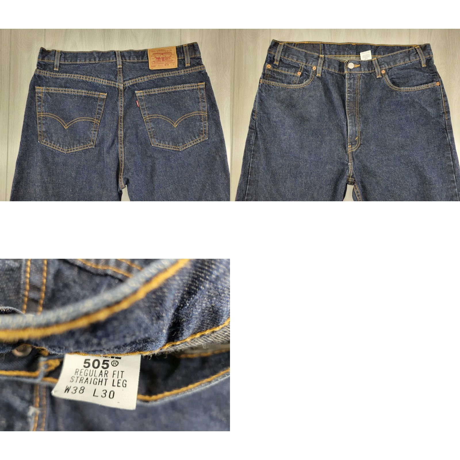 Levi's Levi's 505 Jeans Denim Blue Dark Wash Straight Leg 38 x 30 Mens Regular XS? Size US 38 / EU 54 - 8 Thumbnail