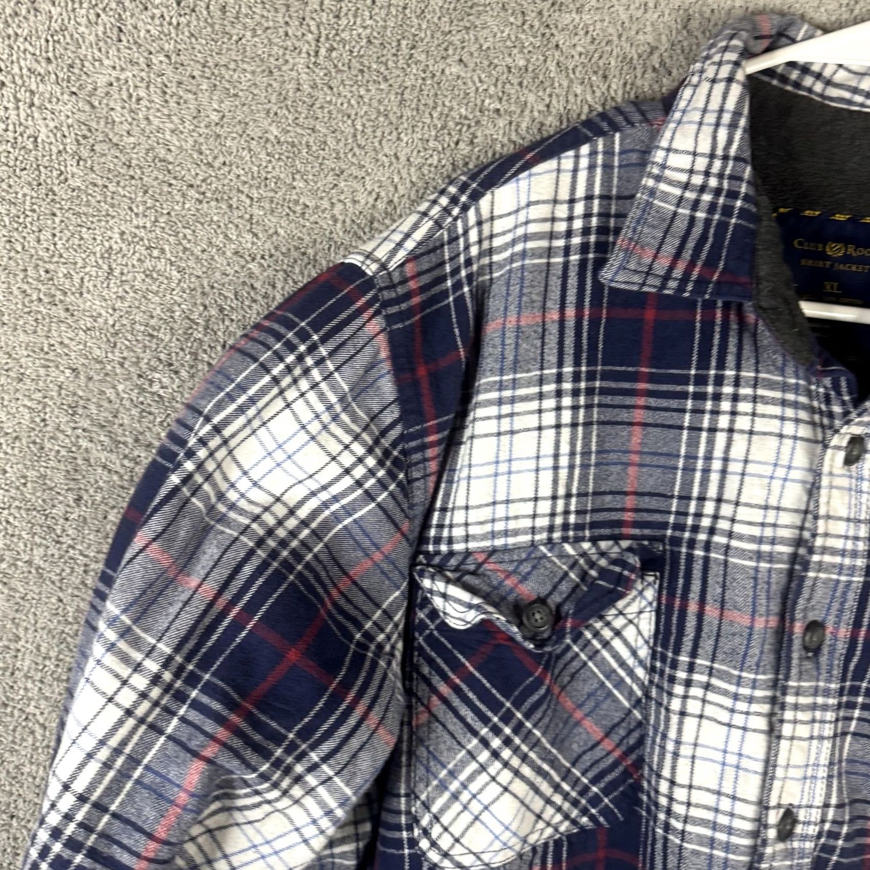 Club Room Club Room Shirt Jacket Mens XL Blue Plaid Flannel Fleece Lined Shacket Jacket Shirt Size US XL / EU 56 / 4 - 5 Thumbnail