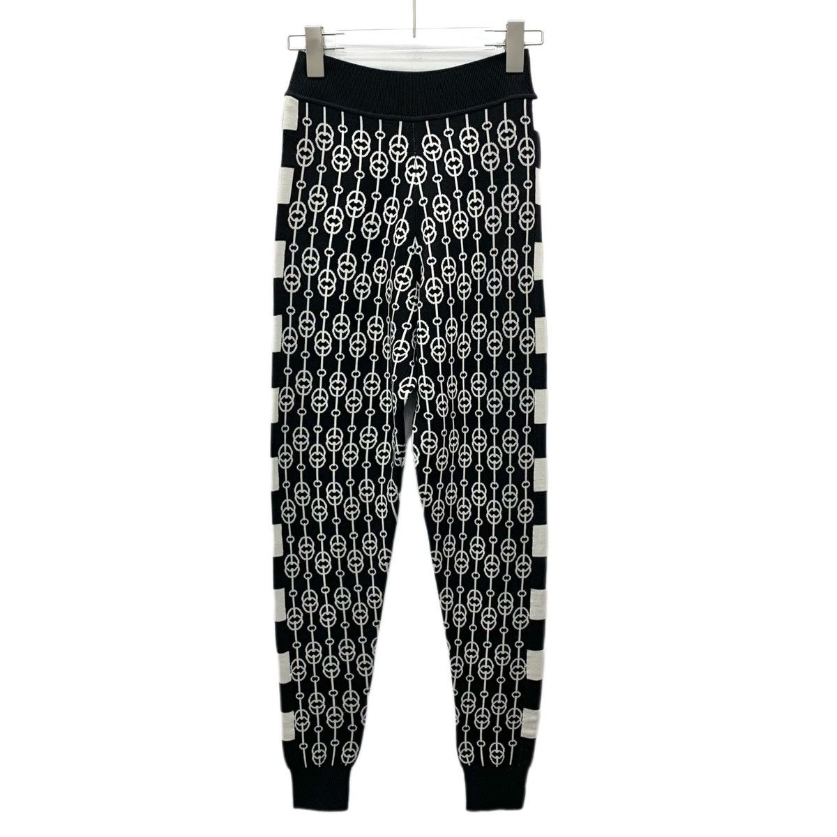 Hermes Hermes Black All-over Print Cuffed Knit Pants K26WX Size 27" / US 4 / IT 40 - 1 Thumbnail