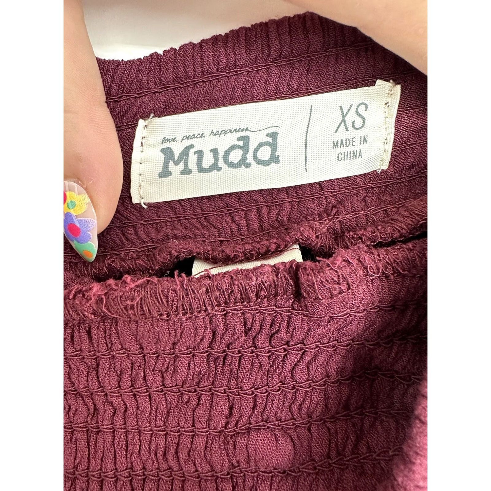 Vintage VINTAGE Womens Mudd Maroon Elastic Waist Lace Hem Shorts XS Beach Womens Size 26" / US 2 / IT 38 - 5 Thumbnail