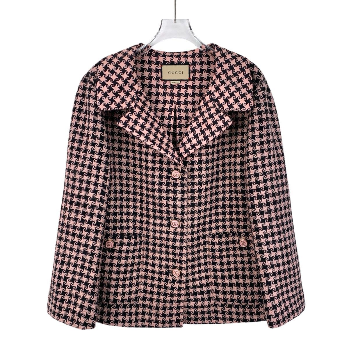 Gucci Gucci Pink Wool Chambray Lapel Single Breasted Jacket Size L / US 10 / IT 46 - 1 Thumbnail