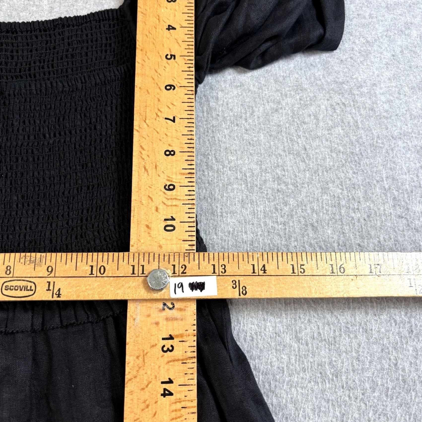 Quince Quince Linen Peasant Tunic Shirt Black Medium Boho Whimsy Goth Stretchy Women Size M / US 6-8 / IT 42-44 - 5 Thumbnail