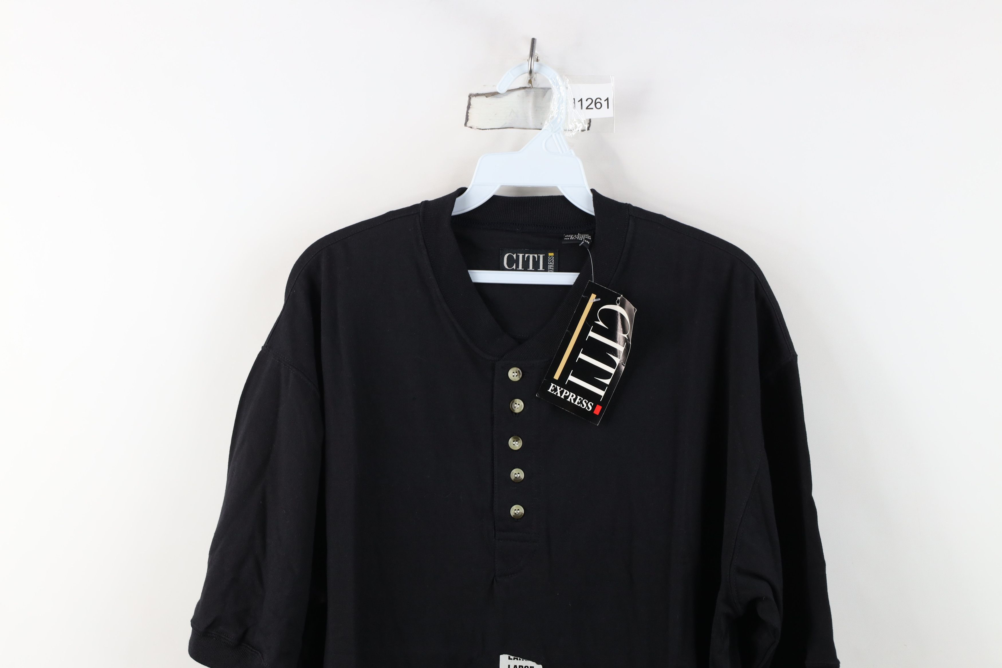 Vintage Deadstock Vintage 90s Streetwear Fit Henley T-Shirt Black Size US L / EU 52-54 / 3 - 2 Thumbnail