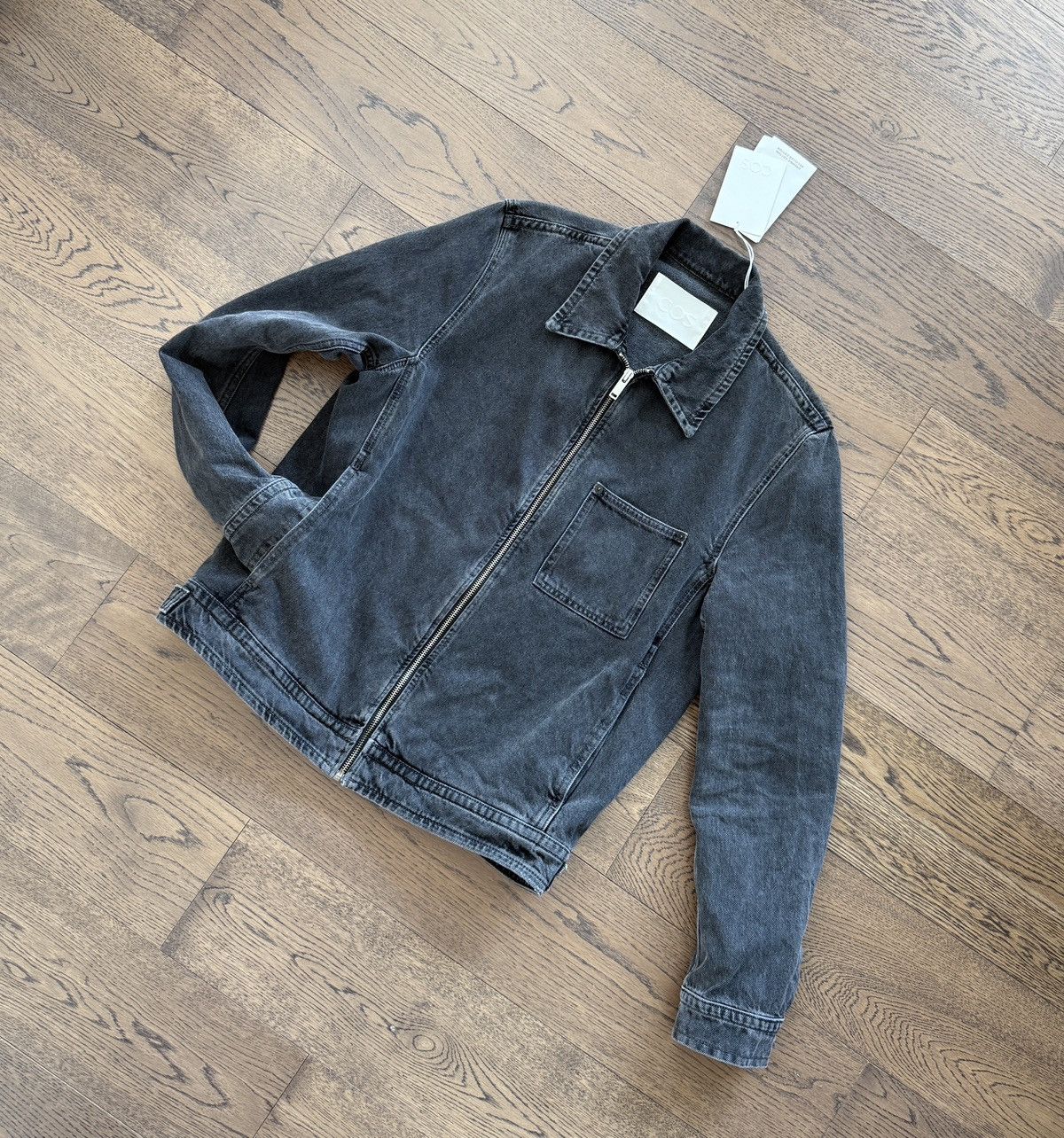 Cos COS Mens Organic Cotton Washed Charcoar Grey Denim Jacket XS Size US XS / EU 42 / 0 - 13 Thumbnail