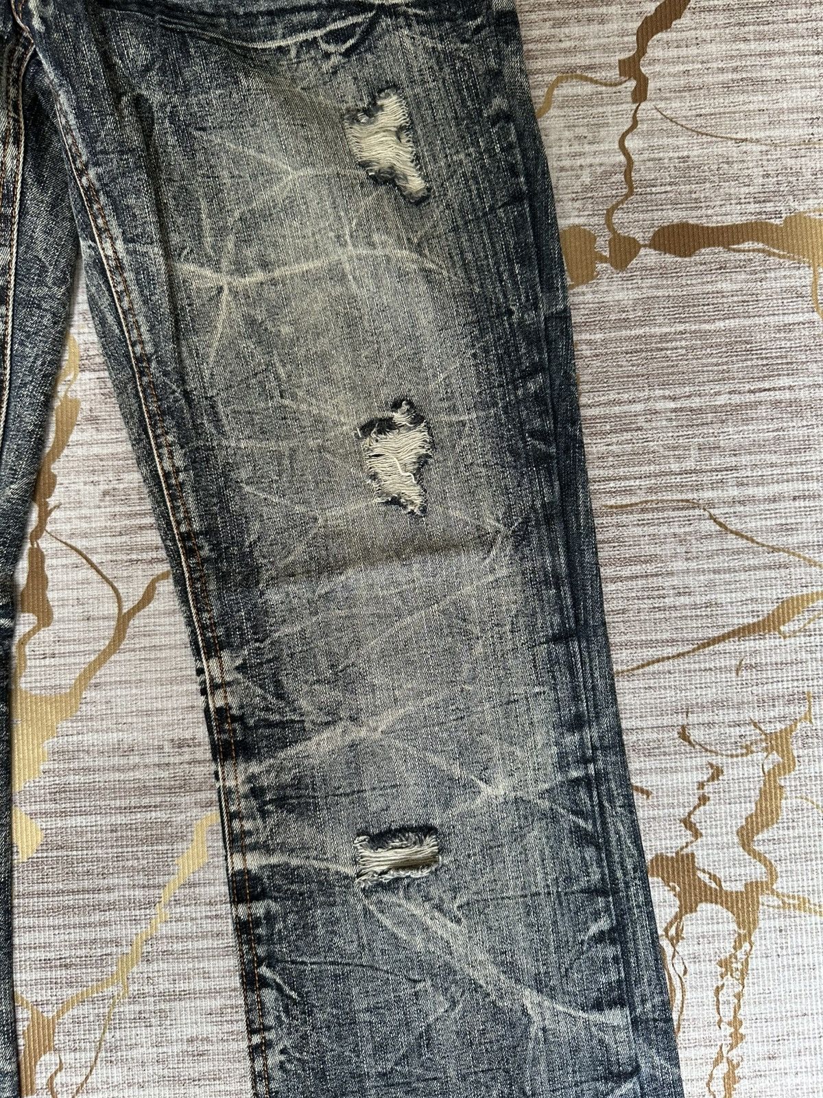 Tornado Mart FLARE Black Barcara Distressed Claw Marks Design Denim Size US 30 / EU 46 - 9 Thumbnail