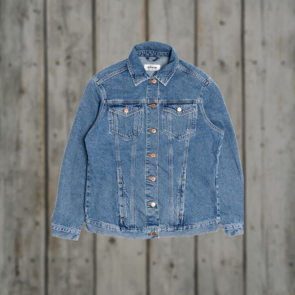 New Look VINTAGE Upcycled Harley Davidson Sunset Back Patch Denim Jacket Shirt Mens Large Blue 2010s New Look Ragstock Size US L / EU 52-54 / 3 - 1 Thumbnail