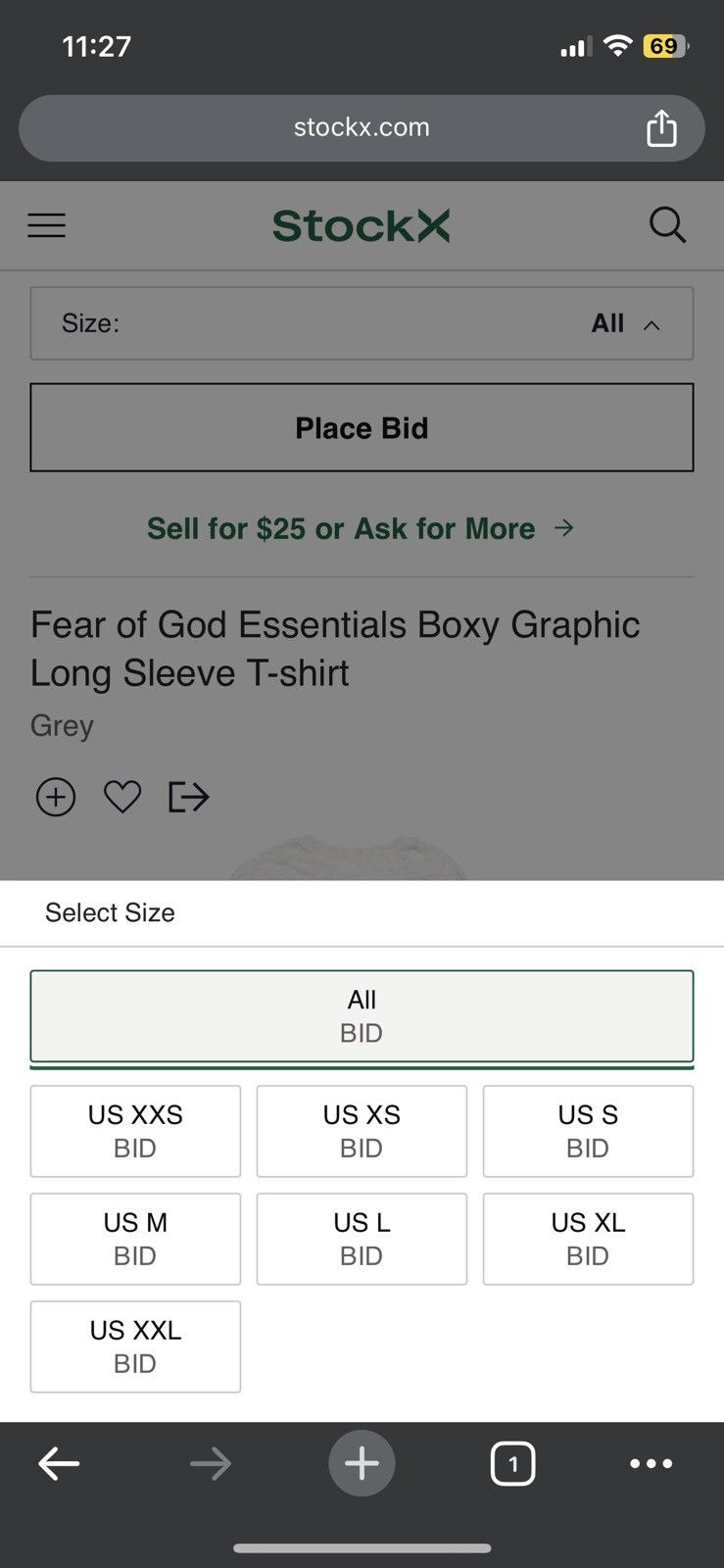 Fear of God 💥Fear of God Essentials Boxy Long Sleeve Tee Grey SZ Small Size US S / EU 44-46 / 1 - 8 Thumbnail