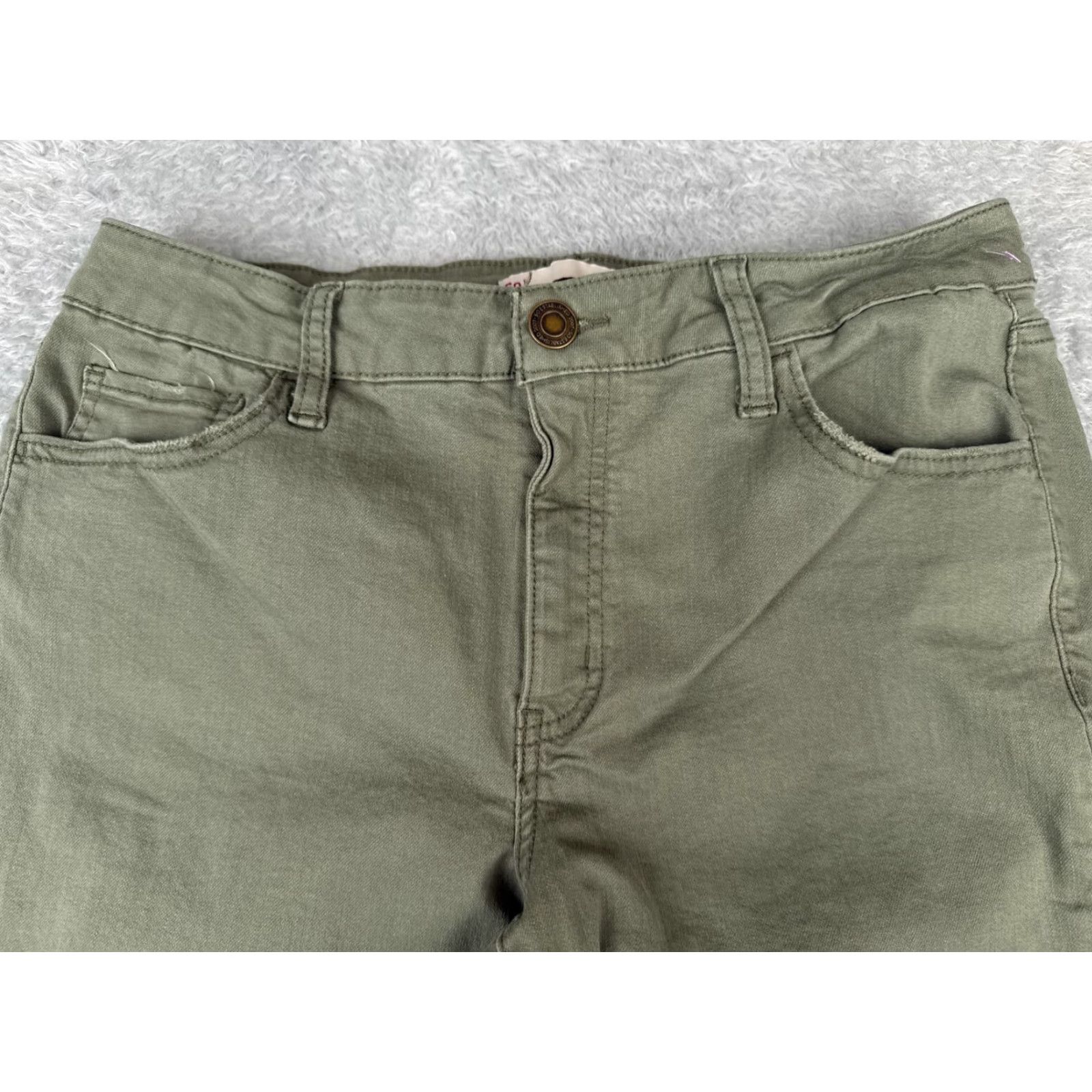 Denime SO Jeans Pants Women Regular 30x24 Green Denim Mid Crop Tapered 5-Pocket Design Cotton Blend Jeans City Womens Size 34" / US 12 / IT 48 - 4 Thumbnail