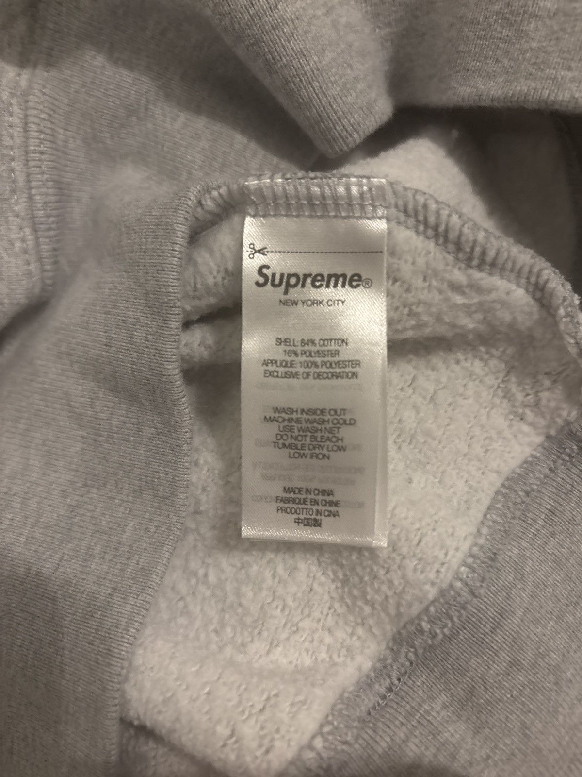 Supreme Supreme Satin Appliqué Hooded Sweatshirt 'Heather Grey' Size US L / EU 52-54 / 3 - 4 Thumbnail