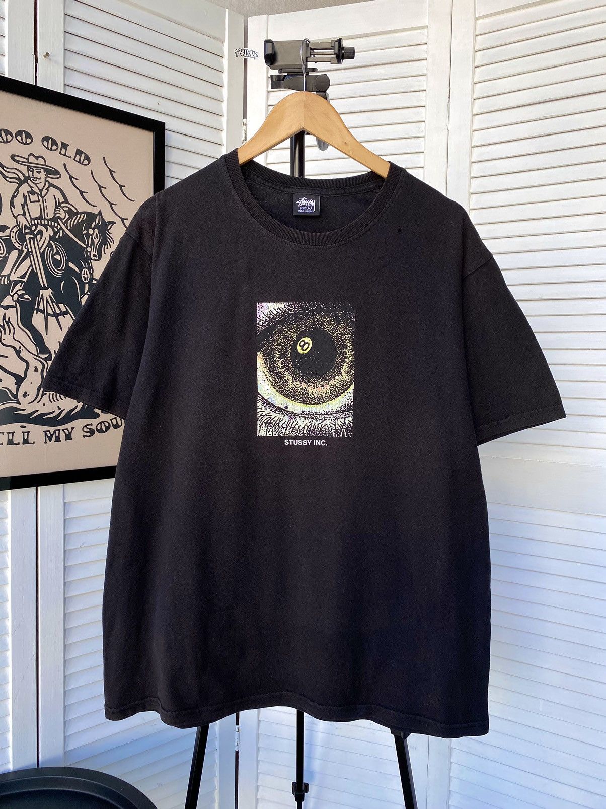 Pre-owned Stussy Eye Logo Black Tee Shirt
