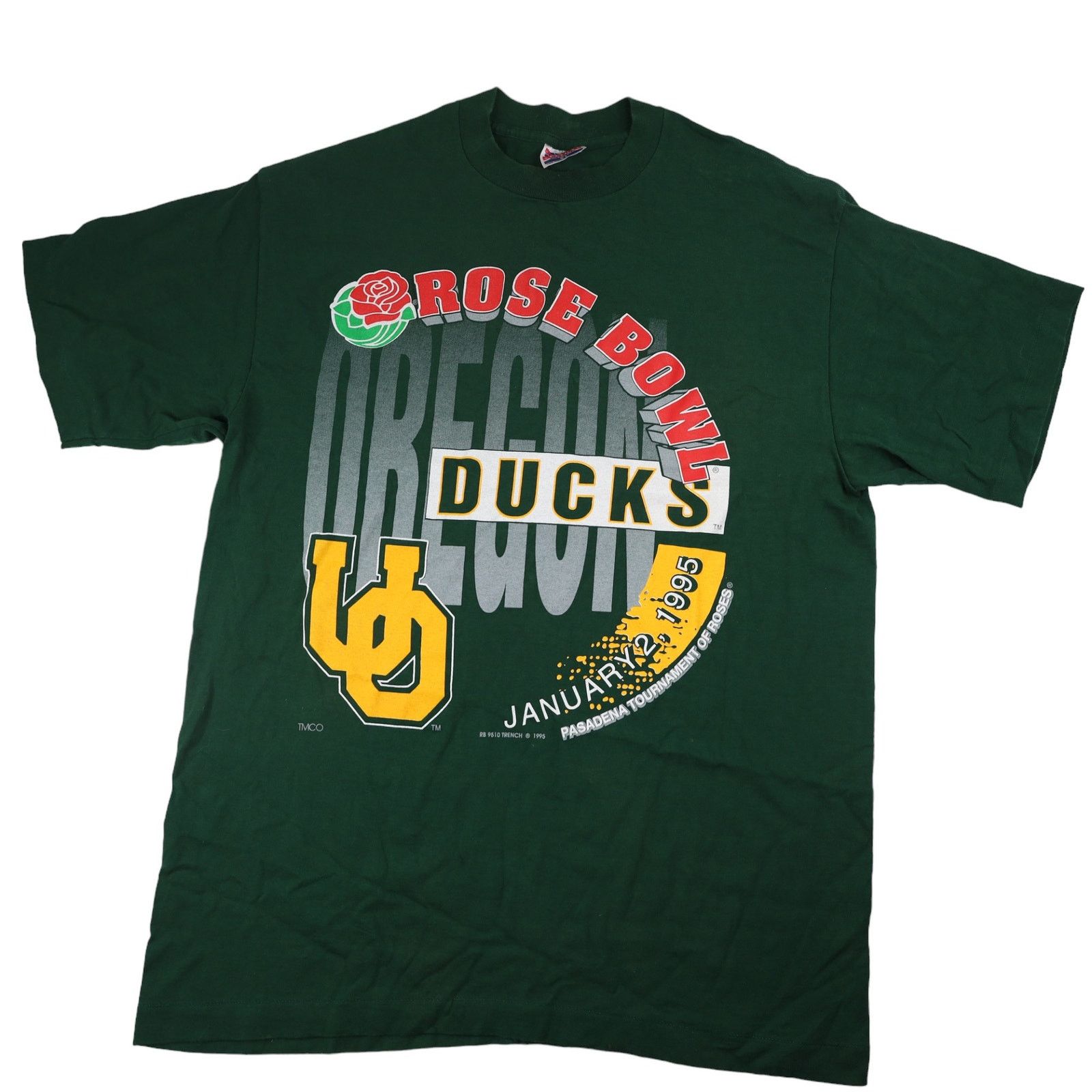 NCAA × Vintage Vintage 1995 University of Oregon Ducks Rose Bowl T shirt Size US XL / EU 56 / 4 - 1 Thumbnail