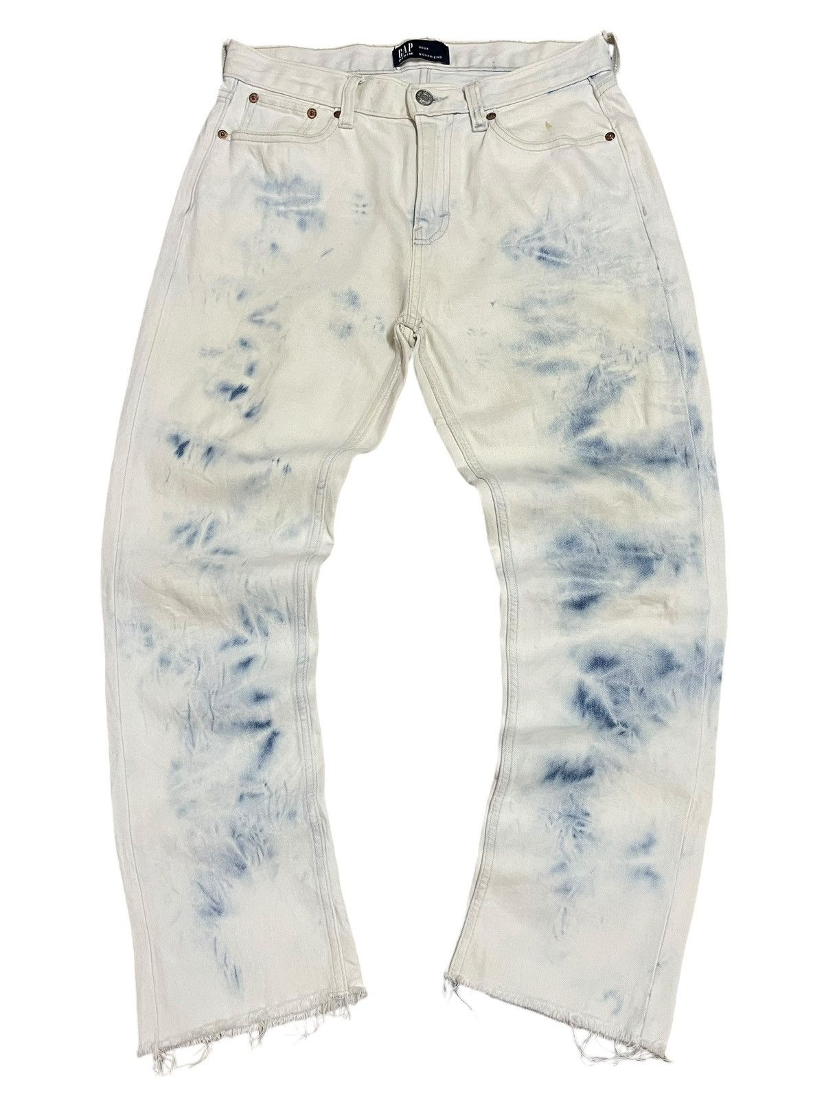 Balenciaga × Gap × Kanye West Gap Denim Indigo Tie Dye Frayed Boyfriend Jeans Size 30" / US 8 / IT 44 - 2 Thumbnail