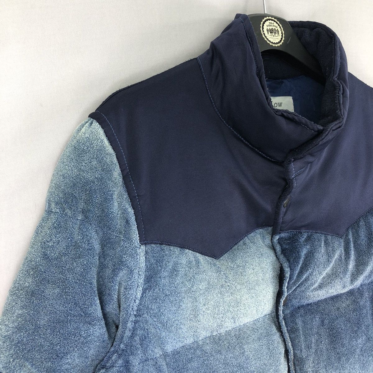 Japanese Brand Puffer Jacket Thrashed Fade Blue Indigo by Bayflow Size US M / EU 48-50 / 2 - 2 Thumbnail