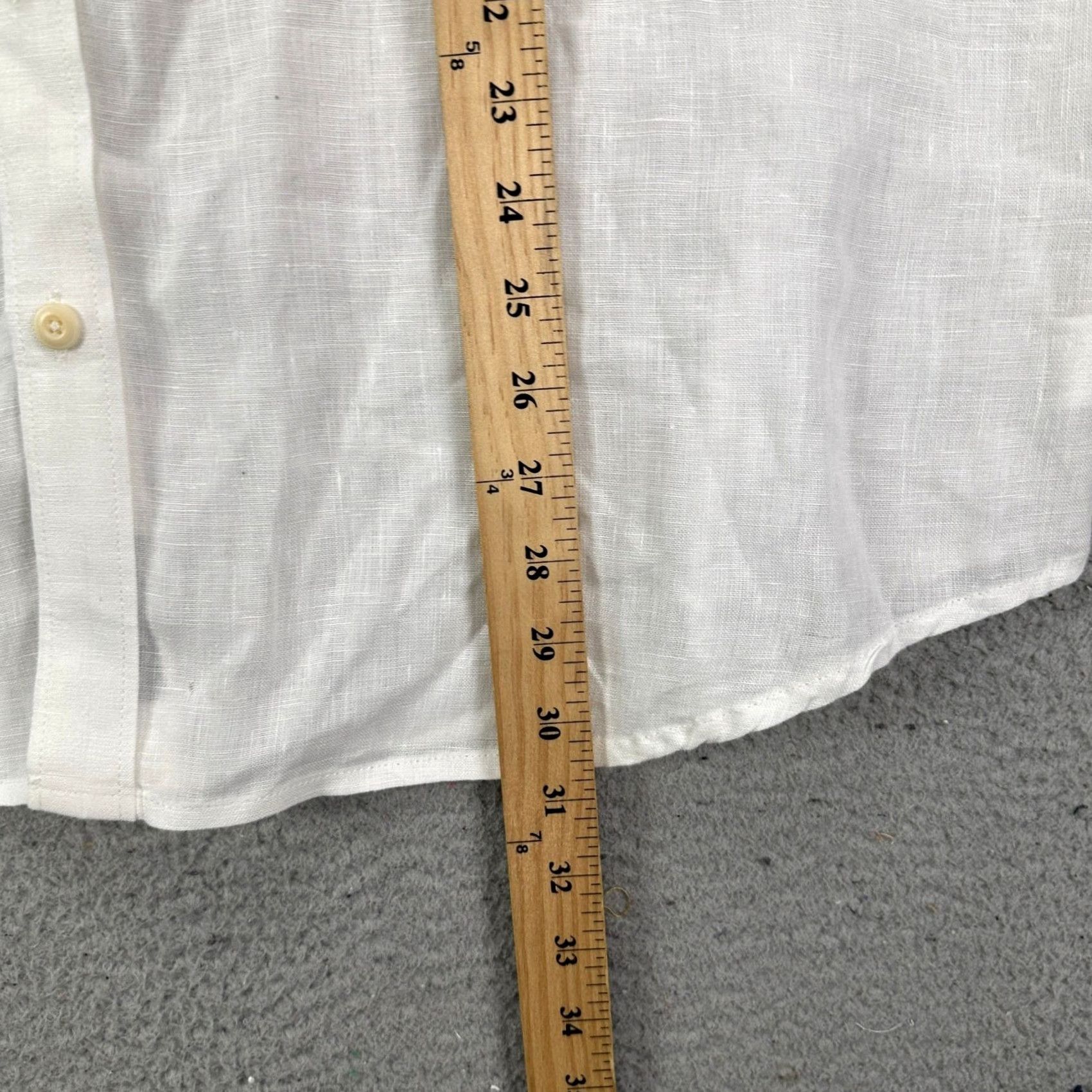 Lucky Brand Lucky Brand Linen Shirt Button Up Mens XL White Classic Fit Pockets Casual Flap Pocket Solid Breathable Easy Care Long Sleeve Collar-Up Shirt Size US XL / EU 56 / 4 - 7 Thumbnail