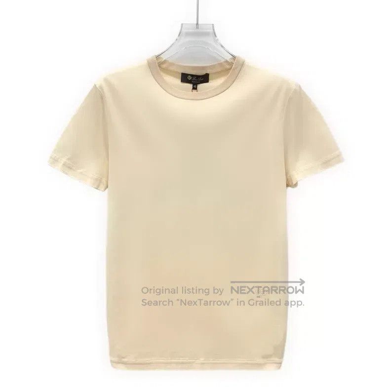 Loro Piana Loro Piana Pale Yellow Logo Embroidered Cotton Crew Neck S Size S / US 4 / IT 40 - 1 Thumbnail