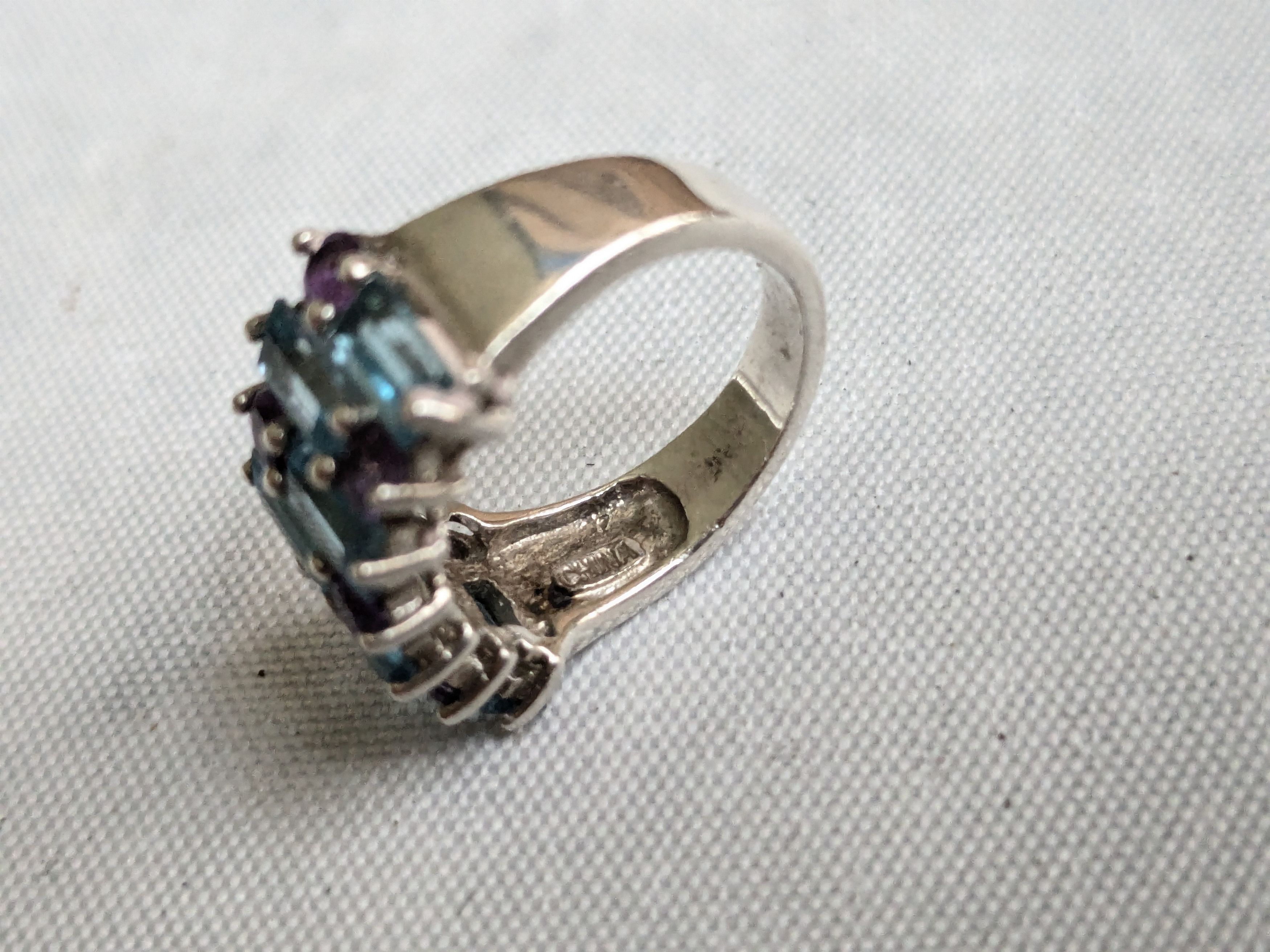 Jewelry Sterling Silver Ring Blue Topaz Amethyst Size 6 Size ONE SIZE - 9 Thumbnail
