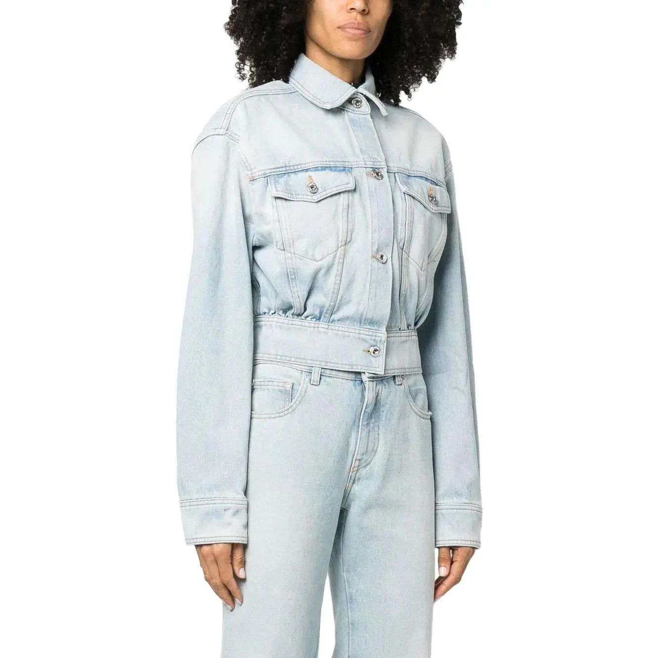 Off-White o1gr1nt0125 Bleach Baby Baggy Jacket in Light Blue Size XS / US 0-2 / IT 36-38 - 4 Thumbnail