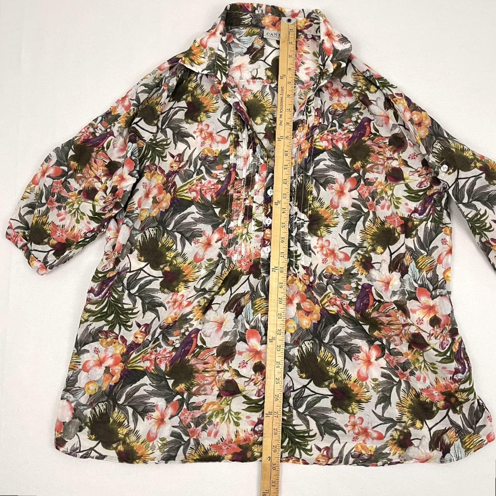 C&A Canda Blouse Womens 2XL Multi Floral Bird Sheer Lightweight Popover Boho C&A Size XXL / US 16-18 / IT 52-54 - 5 Thumbnail