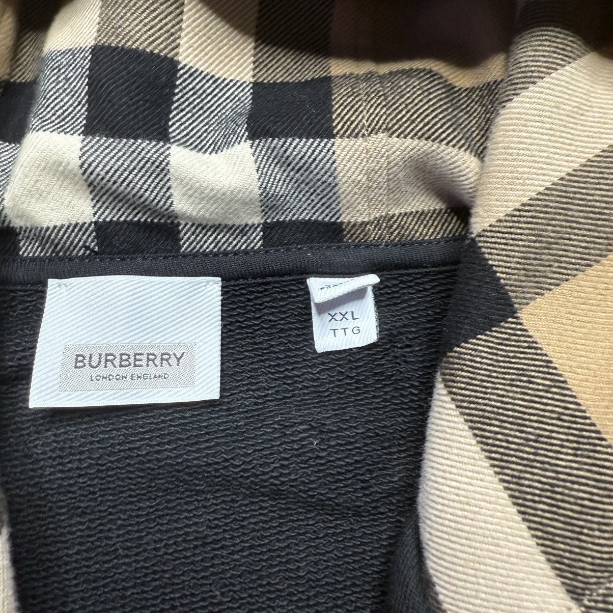 Burberry Samuel Cotton Check-Trimmed Hoodie Size US XXL / EU 58 / 5 - 11 Thumbnail