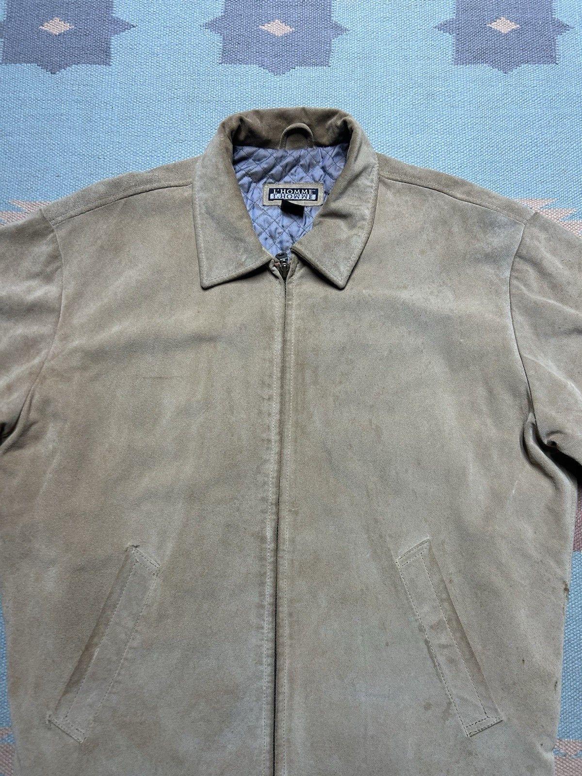 Vintage Vtg L’Homme suede leather jacket quilt line insulated medium Size US M / EU 48-50 / 2 - 5 Thumbnail