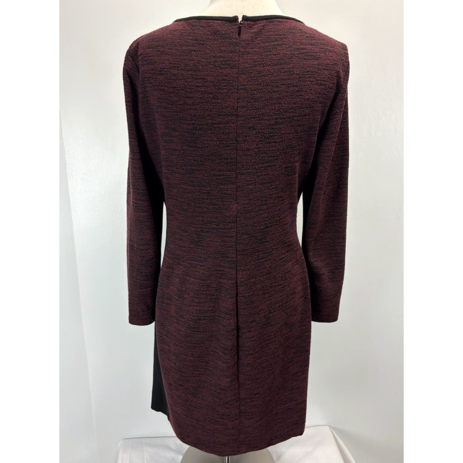Ralph Lauren VINTAGE Lauren Ralph Lauren Women’s Sheath Dress Size 16 Knee-Length 2 Tone Maroon Black Stretch Office Career Size XXL / US 16-18 / IT 52-54 - 3 Thumbnail