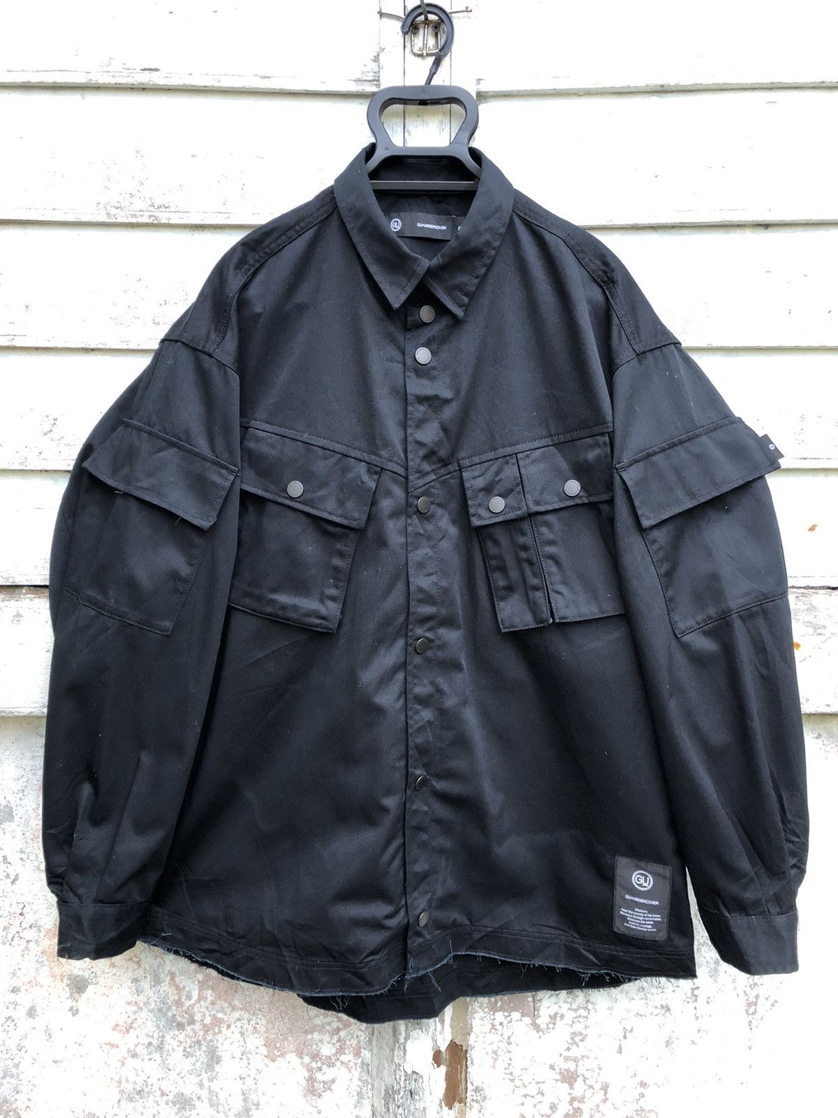 image of Undercover X Gu Baggy Tactical Cargo Pocket Jacket in Black, Men's (Size XL)