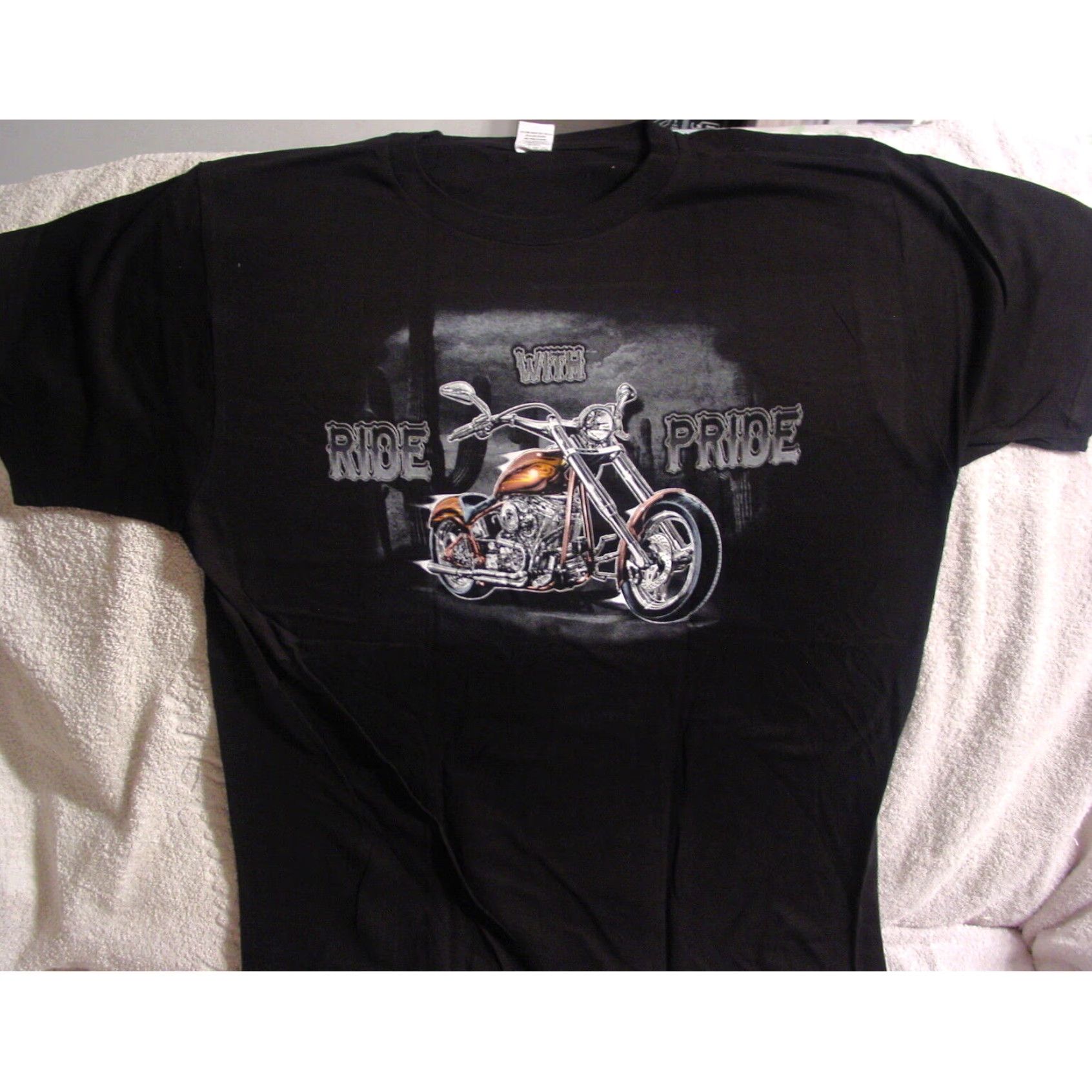 Vintage Ride With Pride Mens Eagle Motorcycle T Shirt Black Extra Large XL Size US L / EU 52-54 / 3 - 3 Thumbnail