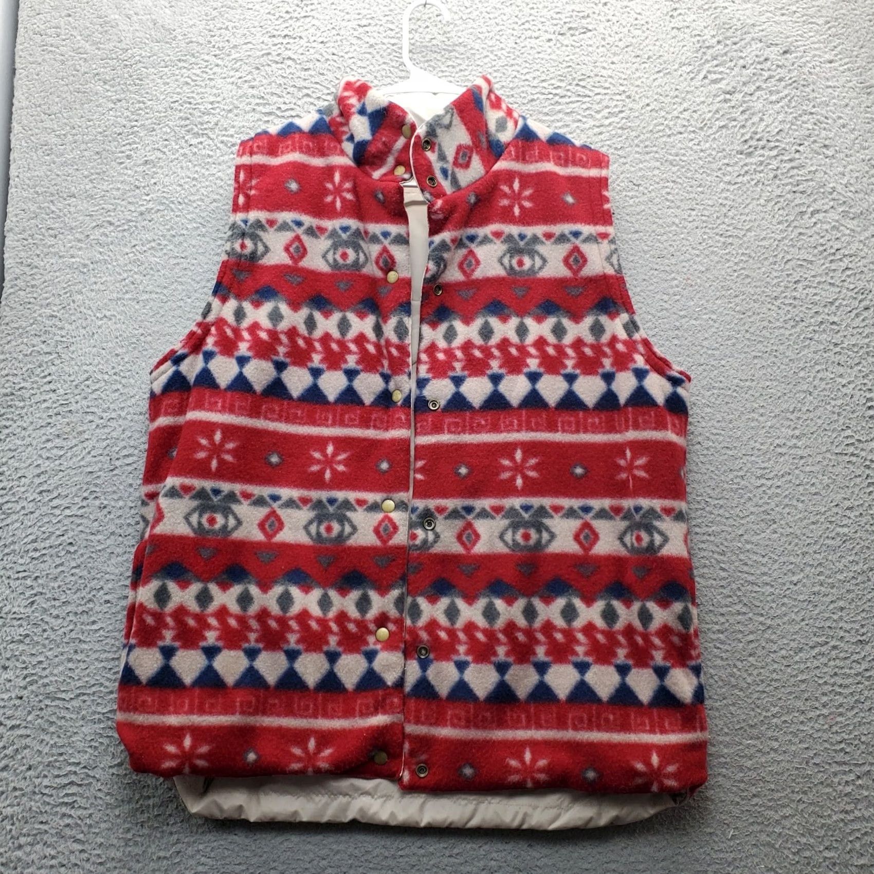 MooRER Jennifer Moore Vest Womens M Multicolor Aztec Reversible Snap Front Casual Outdoor Pockets 100% Polyester Size M / US 6-8 / IT 42-44 - 4 Thumbnail