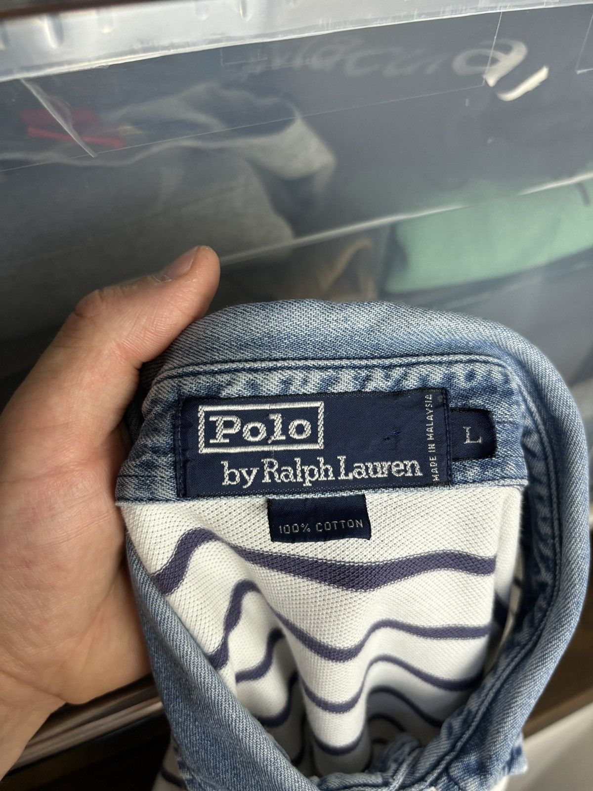Polo Ralph Lauren Polo Ralph Lauren Denim Collar Vintage Rugby Polo Shirt Size US L / EU 52-54 / 3 - 4 Thumbnail