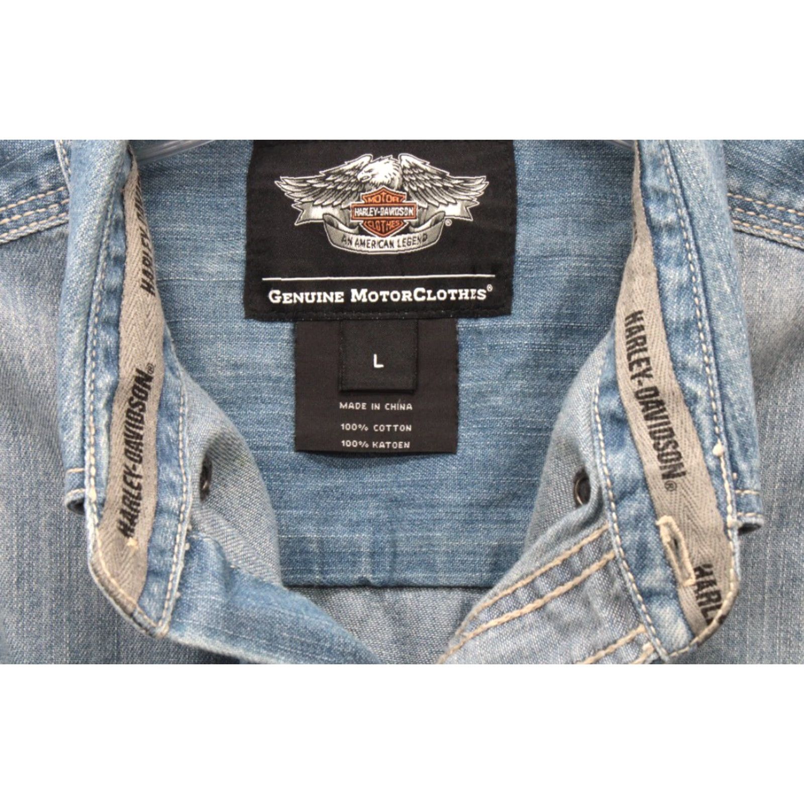 Harley Davidson VINTAGE Harley-Davidson Shirt Women's L Sleeveless Button Embroidered Chambray Size L / US 10 / IT 46 - 6 Thumbnail