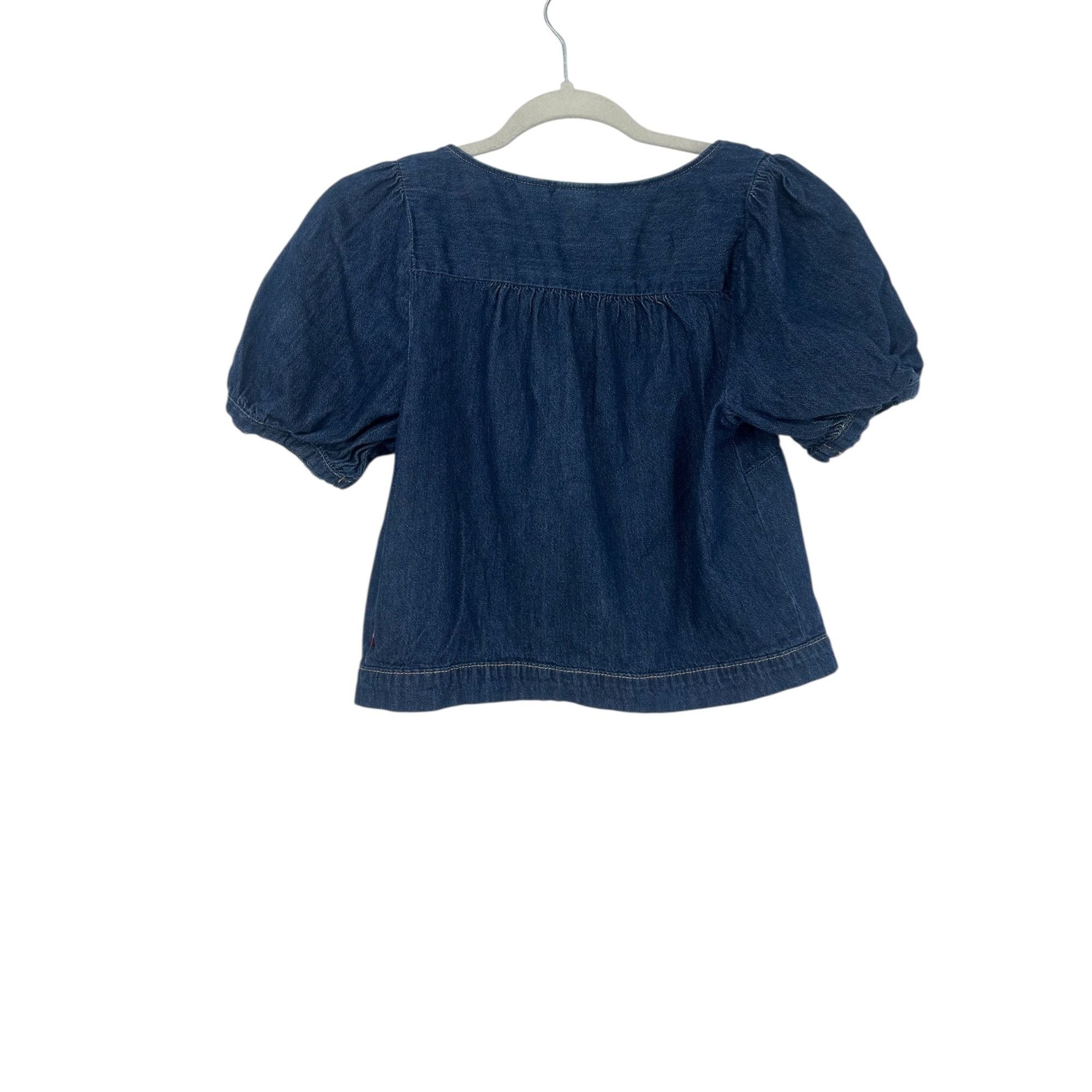 Levi's Levi’s Top - Dark Wash Denim Puff Sleeve Crop - Small Size S / US 4 / IT 40 - 3 Thumbnail