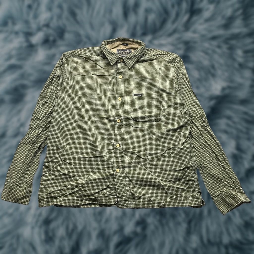 Abercrombie & Fitch VINTAGE Abercrombie & Fitch Green Grid Check Button Up Shirt Mens XL Long Sleeve Size US XL / EU 56 / 4 - 1 Thumbnail