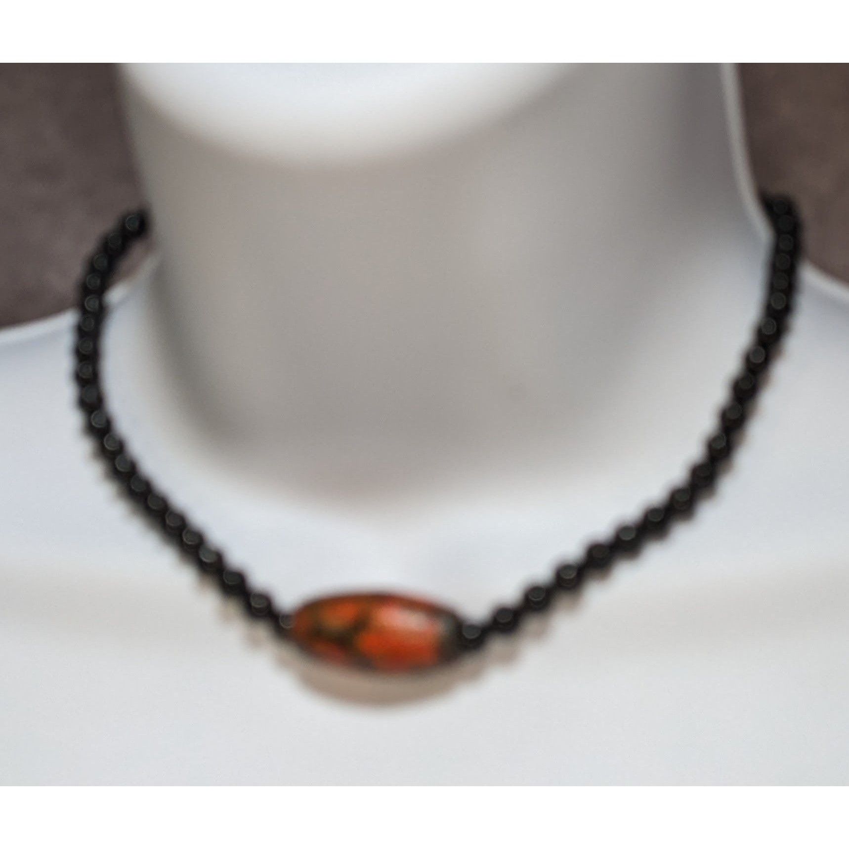 Other Vintage Artisan Floral Necklace With Black Beads Size ONE SIZE - 4 Thumbnail