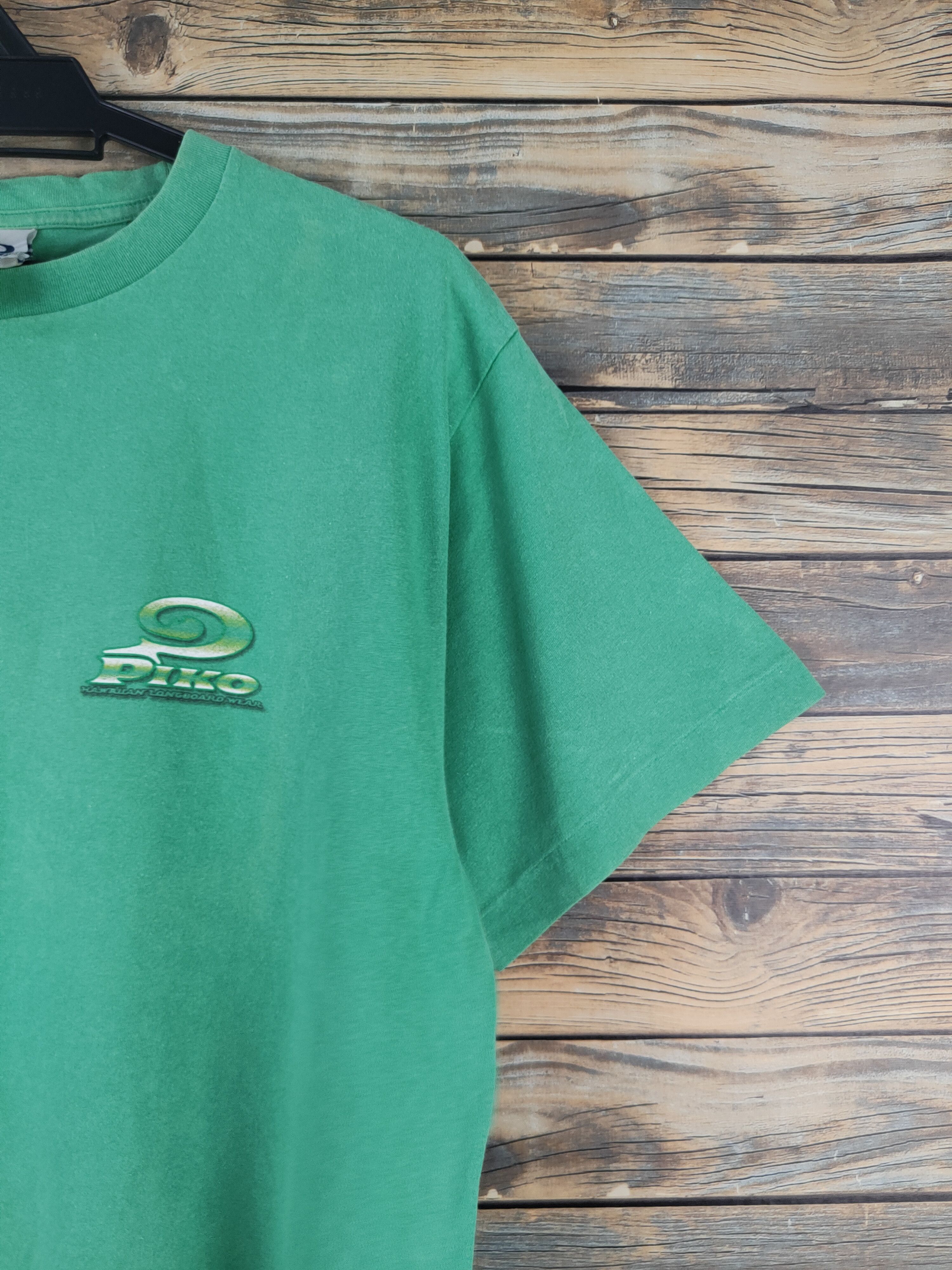Japanese Brand DL Piko Surf Green Short Sleeve T-shirt #2755 Size US L / EU 52-54 / 3 - 7 Thumbnail