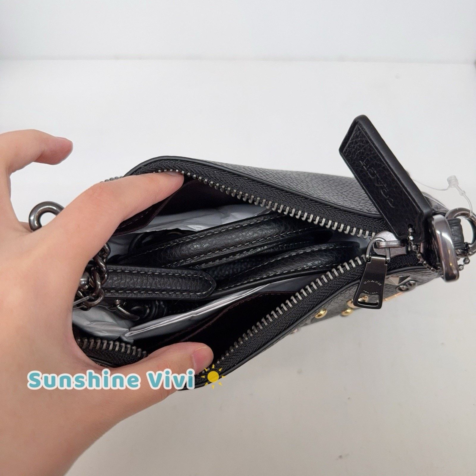 Coach NWT Coach Teri Mini Crossbody Bag Rivets CCE44 Black Size ONE SIZE - 4 Thumbnail