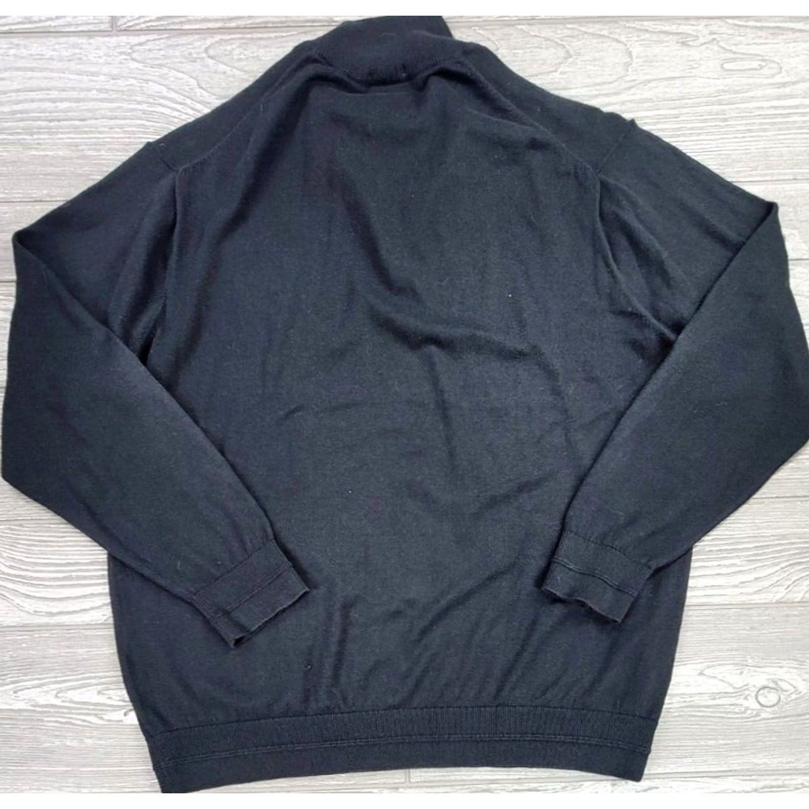 Lacoste Sweater Black 1/4 Zip Sz 6 Us 1XL Cashmere Cotton Blend Soft Tight Knit Mens, Men's — image 5 of 6