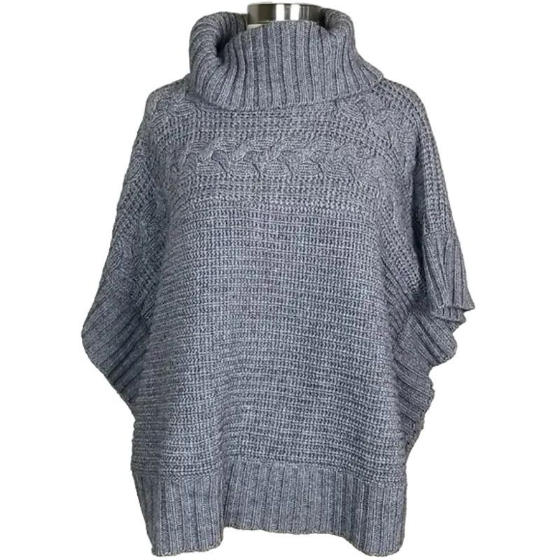 John Bartlett Alexandra Bartlett Womens Wool Cable Knit Poncho Turtleneck Size M / US 6-8 / IT 42-44 - 1 Thumbnail