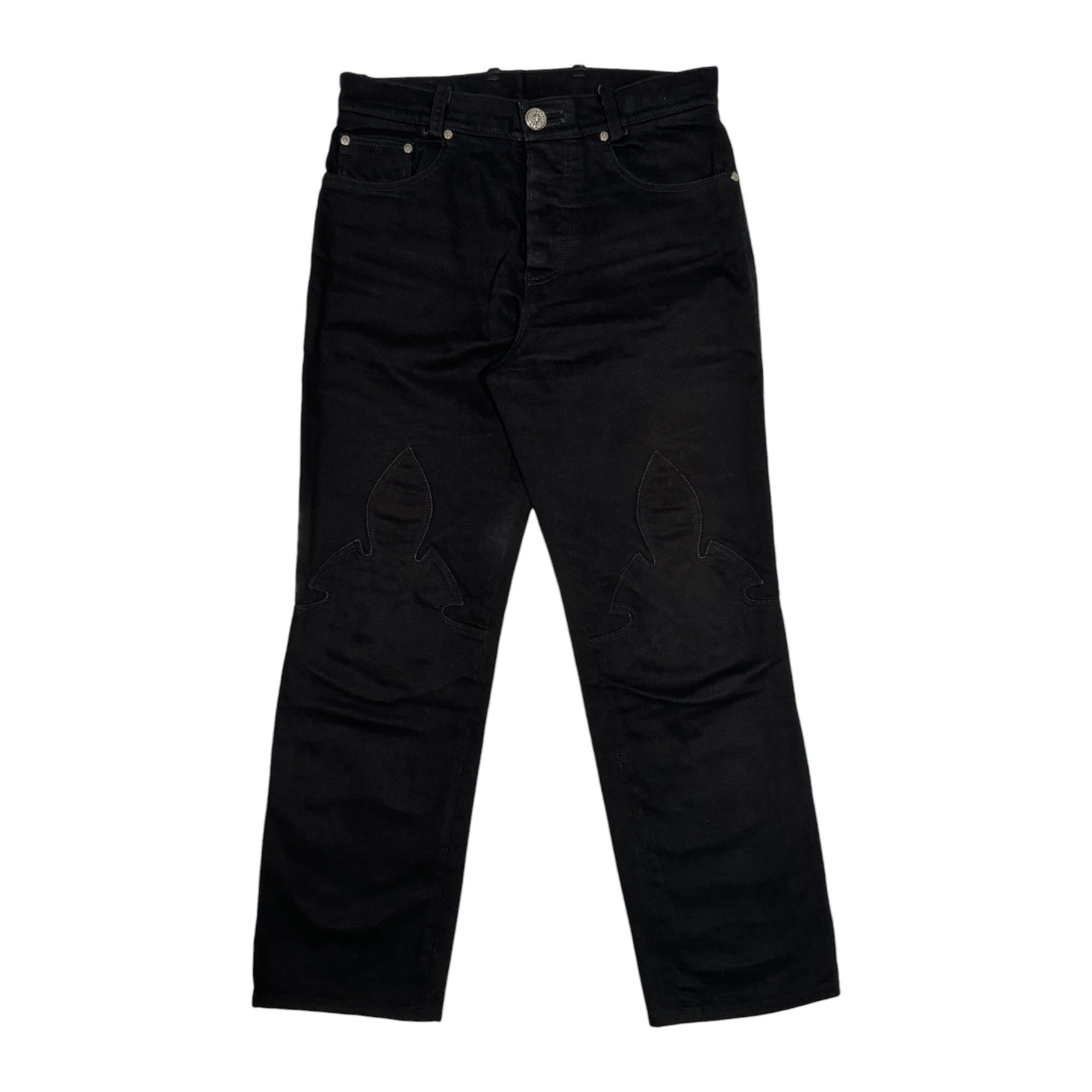 Chrome Hearts Fleur Knee Denim Jeans Black Size 29" - 1 Thumbnail