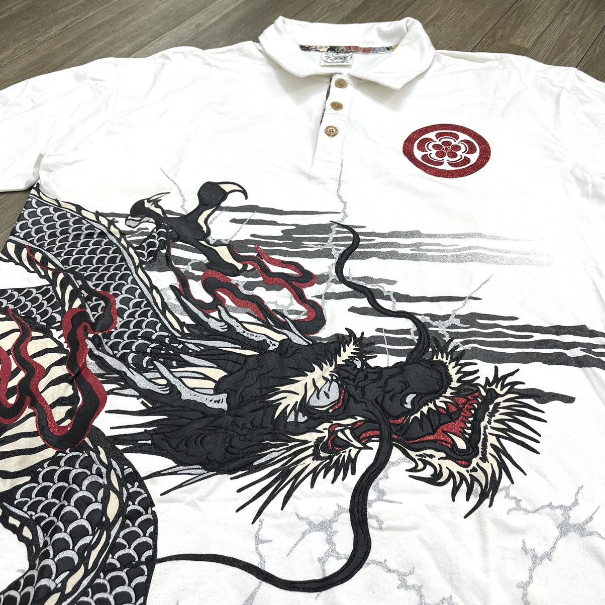 Japanese Brand Cute All Sukajan Dragon Sakura Polo Shirt Size US L / EU 52-54 / 3 - 17 Thumbnail