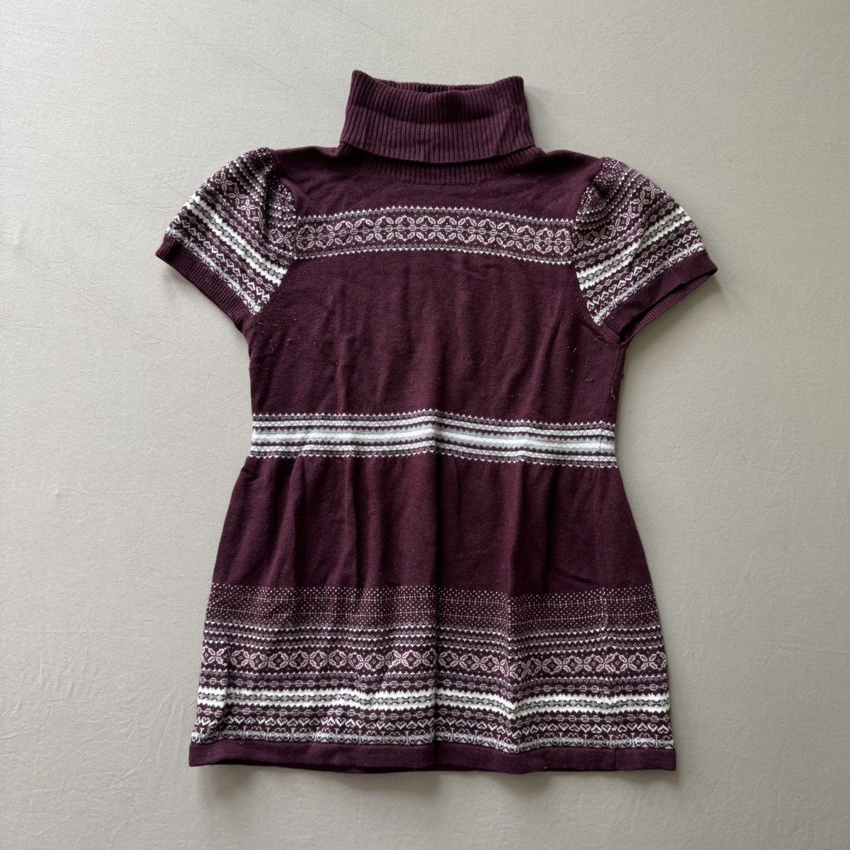 Other Fair Isle Wool Short Sleeve Peplum Turtleneck Sweater Size S / US 4 / IT 40 - 1 Thumbnail