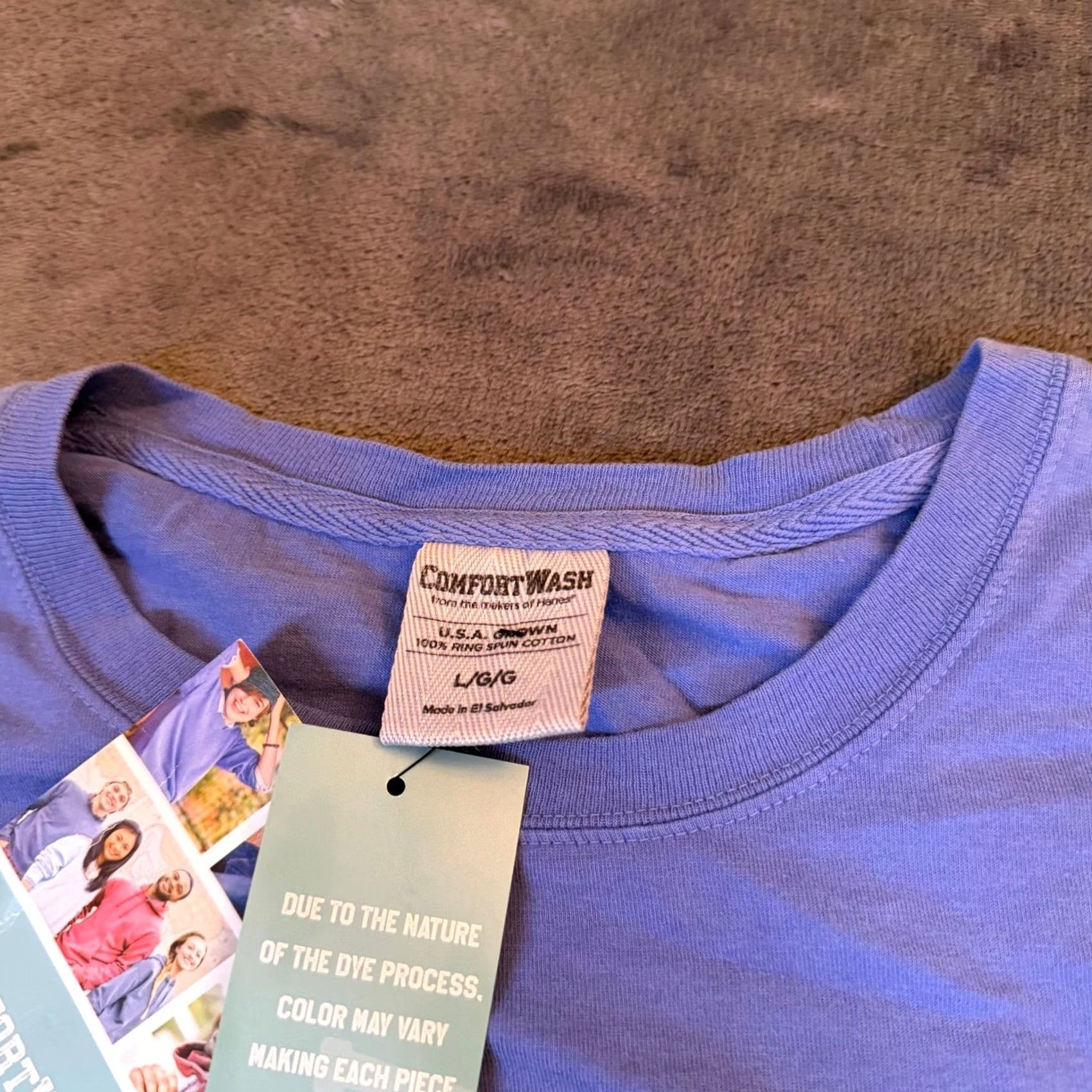 Hanes Hanes ComfortWash Graphic T-Shirt Blue Mens Large Ring Spun Crew Neck Short Sleeve Size US L / EU 52-54 / 3 - 3 Thumbnail