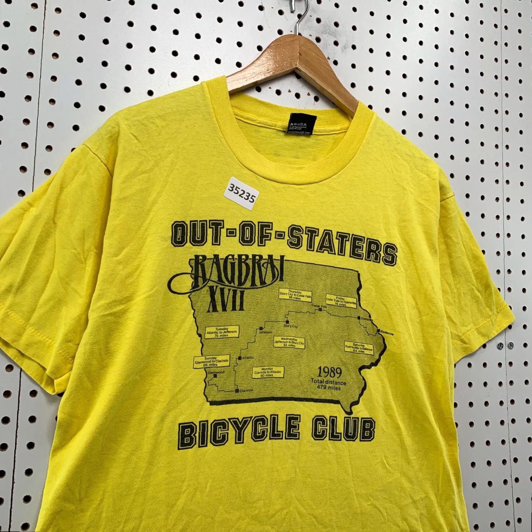 Vintage VINTAGE Bicycle Club Shirt Mens Large Yellow Graphic Print 80s 1989 USA Single Stitch T-Shirt Mens L Yellow 80s Bike Theme Size US L / EU 52-54 / 3 - 6 Thumbnail