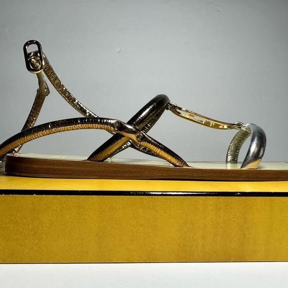 Fendi - New FENDI Metallic Nappa Fendi O'Lock Gladiator Flat Sanda Size US 7.5 / IT 37.5 - 11 Thumbnail