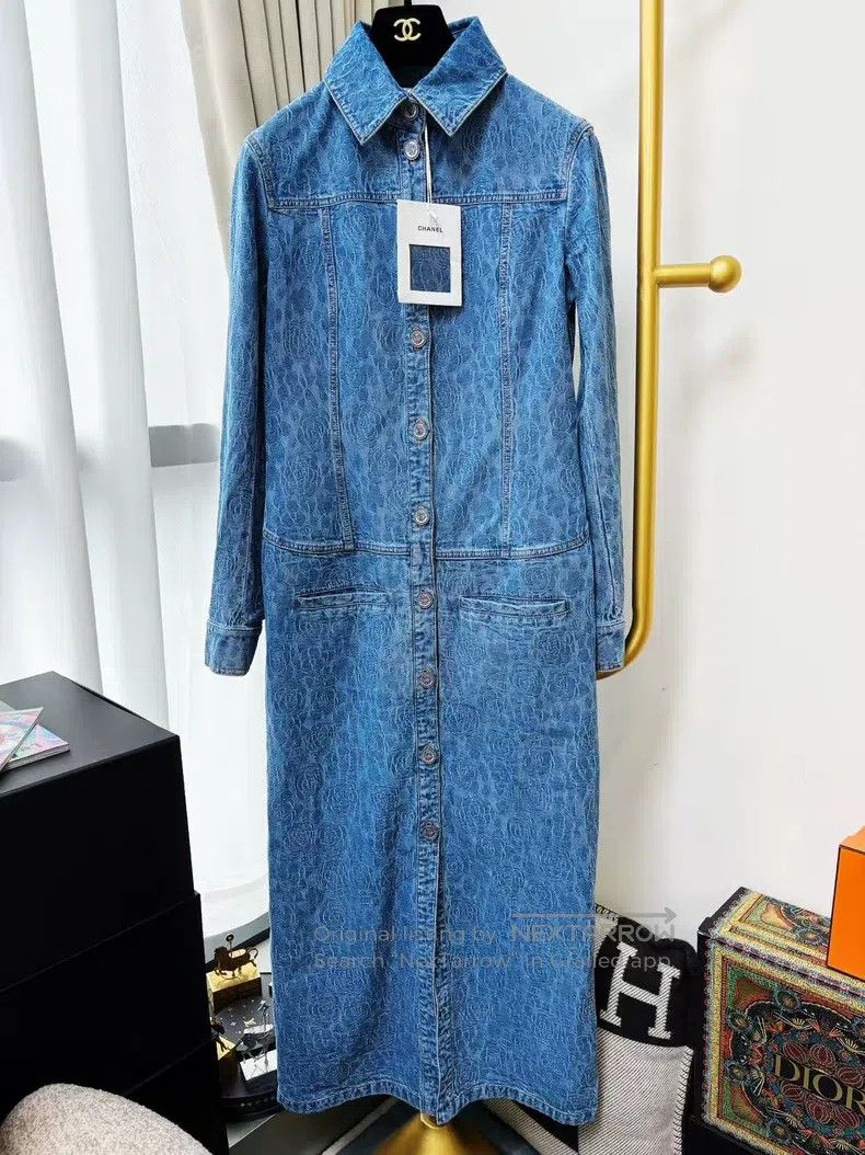 Chanel Chanel 23P blue full-print camelia denim long-sleeved long Size XXS / US 00 / IT 34 - 1 Thumbnail